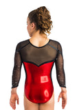 Ervy Tyra 3/4 Sleeved Leotard (Light Red and Black)