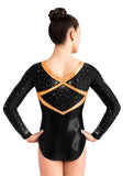 Ervy Elsy Leotard (Black and Tangerine)