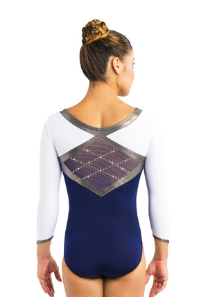 Ervy Elsy 3/4 Sleeved Leotard (Ink, White and Graphite)