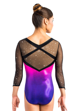 Ervy Elsy 3/4 Sleeved Leotard (Pink, Violet and Black)