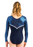 Ervy Lirella Long Sleeved Leotard (Ink and Silver)