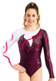 Ervy Innis Long Sleeved Leotard (Dark Amethyst, White and Pomegranate)