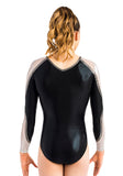 Ervy Hacel Long Sleeved Leotard (Silver, Graphite and Black)