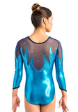 Ervy Tiba 3/4 Sleeved Leotard (Caribbean Blue and Ink)