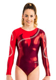 Ervy Danuba Long Sleeved Leotard (Bordeaux and Ruby)