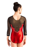 Ervy Mallory 3/4 Sleeved Leotard (Light Red and Black)