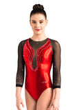 Ervy Mallory 3/4 Sleeved Leotard (Light Red and Black)