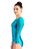 Ervy Blair 3/4 Sleeved Leotard (Caribbean Blue and Emerald)