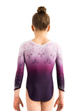 Ervy Ilka 3/4 Sleeved Leotard (White and Dark Amethyst Print)