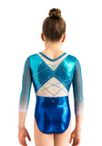 Ervy Judika Leotard 3/4 Sleeves (Ombre Caribbean Blue and White)