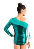 Ervy Celia Long Sleeved Leotard (Petrol, Emerald and White)