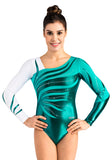 Ervy Celia Long Sleeved Leotard (Petrol, Emerald and White)