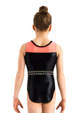 Ervy Edina Leotard (Black and Neon Salmon)