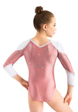 Ervy Milena 3/4 Sleeved Leotard (Pink and White)