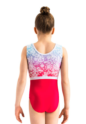 Ervy Feyra Leotard (Red and White Ombre)