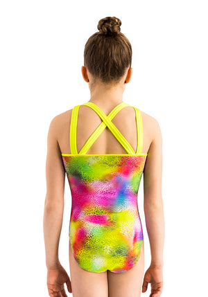 Ervy Manon Leotard (Neon Yellow with Multicolor Wildlife Print)