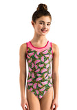 Ervy Philine Leotard (Pink with Green & Pink Watermelon Print)