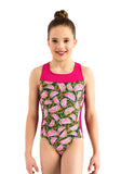 Ervy Ariella Leotard (Blackberry with Green & Pink Watermelon Print)