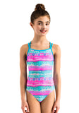 Ervy Inghinn Leotard (Caribbean Blue with Mint & Pink Mermaid Print)