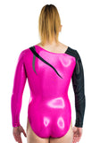 Ervy Flame Long Sleeved Leotard (Party Pink, Black and Silver)