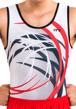 Ervy Ian Leotard (White, Red and Graphite) Front to Back Design
