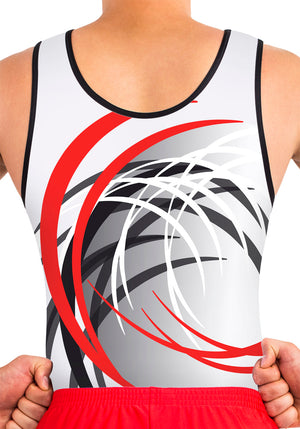 Ervy Ian Leotard (White, Red and Graphite) Front to Back Design