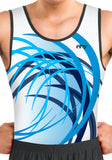 Ervy Ian Leotard (Caribbean Blue and Graphite) Front Design