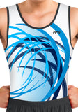 Ervy Ian Leotard (Caribbean Blue and Graphite) Front to Back Design