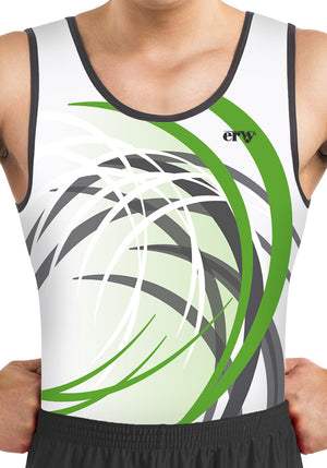 Ervy Ian Leotard (White, Green and Graphite) Front Design