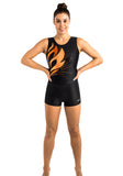 Ervy Enya Leotard (Black, Tangerine & Orange)