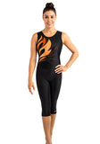 Ervy Enya Leotard (Black, Tangerine & Orange)