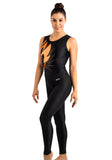 Ervy Enya Leotard (Black, Tangerine & Orange)