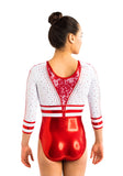 Ervy Anike 3/4 Sleeved Leotard (Red and White)
