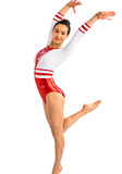 Ervy Anike 3/4 Sleeved Leotard (Red and White)