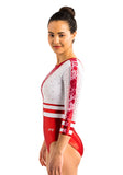 Ervy Anike 3/4 Sleeved Leotard (Red and White)