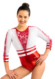 Ervy Anike 3/4 Sleeved Leotard (Red and White)