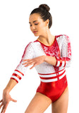 Ervy Anike 3/4 Sleeved Leotard (Red and White)