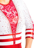 Ervy Anike 3/4 Sleeved Leotard (Red and White)