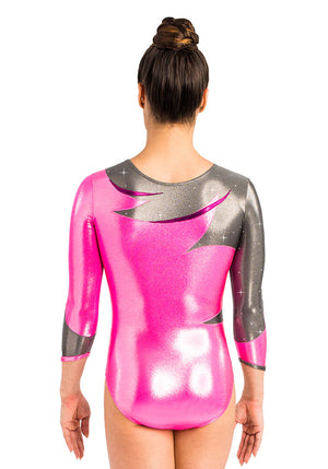 Ervy Arvenn 3/4 Sleeved Leotard (Neon Pink, Graphite and Aubergine)