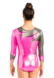 Ervy Arvenn 3/4 Sleeved Leotard (Neon Pink, Graphite and Aubergine)