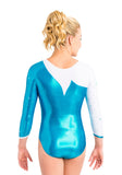 Ervy Danuba Long Sleeved Leotard (Caribbean Blue and White)