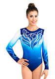Ervy Dyla Long Sleeved Leotard (Blue and White Dyla Print)