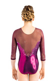 Ervy Mallory 3/4 Sleeved Leotard (Aubergine, Dark Amethyst and Old Pink)