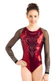 Ervy Tiffany Long Sleeved Leotard (Bordeaux and Skin)