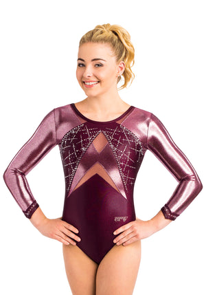 Ervy Zea Long Sleeved Leotard (Amethyst, Old Pink and Skin)