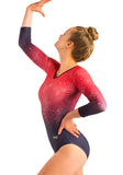 Ervy Ilka 3/4 Sleeved Leotard (Bordeaux, Black & Red Ilka Print)