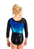 Ervy Diamond 3/4 Sleeved Leotard (Caribbean Blue, Marine Blue and Black)