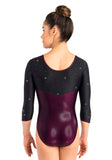 Ervy Estelle 3/4 Sleeved Leotard (Dark Amethyst and Black)