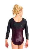 Ervy Estelle 3/4 Sleeved Leotard (Dark Amethyst and Black)