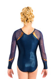 Ervy Halina Long Sleeved Leotard (Ink and Copper)